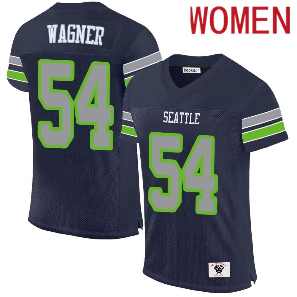 Women  Seattle Seahawks #54 Wagner blue 2024 Nike Game NFL throwback Jersey->youth nfl jersey->Youth Jersey